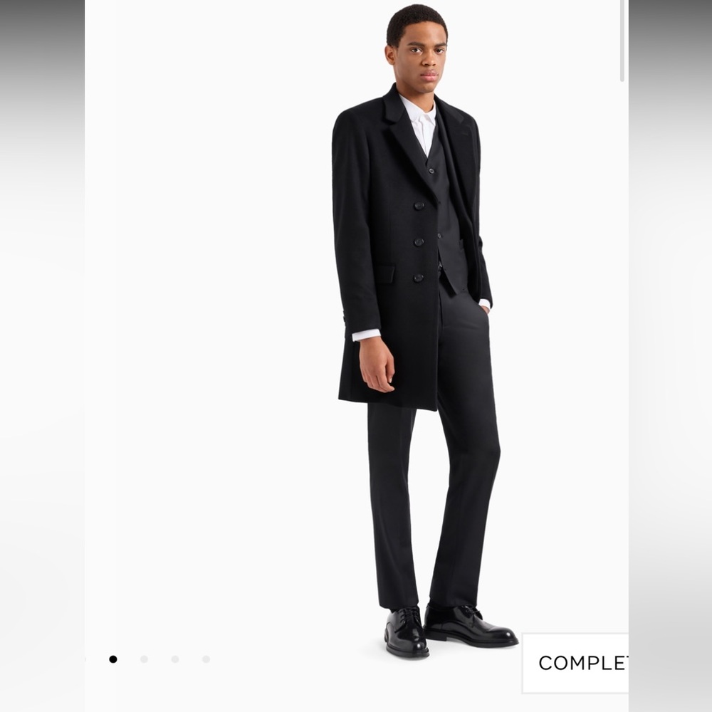 Armani Collezioni Men's Black Cashmere Overcoat Size 42